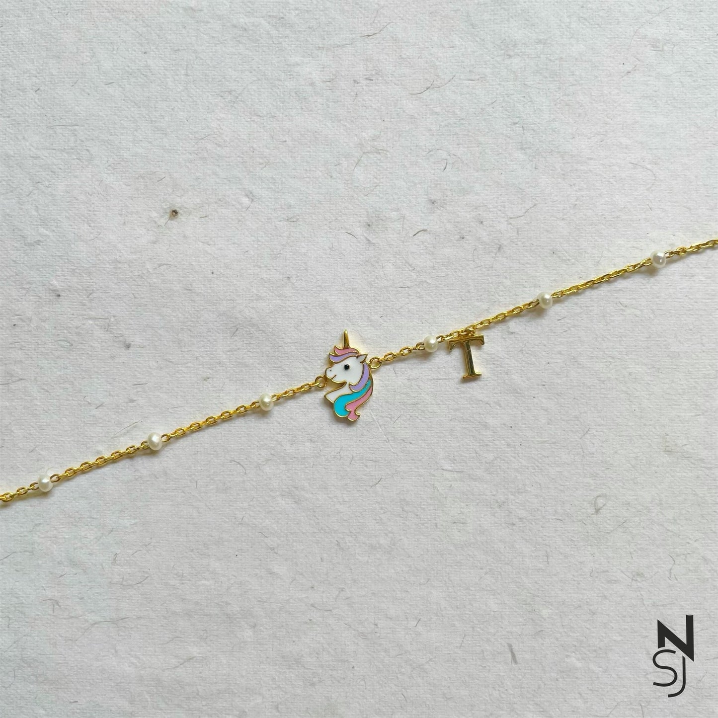 Unicorn & Custom Initial Bracelet