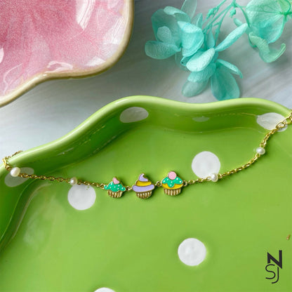 Cupcake Love Bracelet | Personalised 925 Silver Jewellery for Kids | Niashine