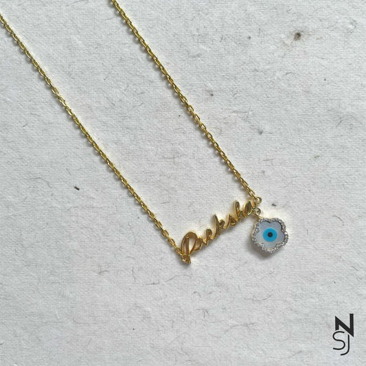 Custom Name Evil Eye Flower Neckchain