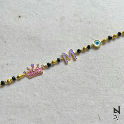 Tiara, Evil Eye and Custom Initial Nazariya | Personalised 925 Silver Jewellery for Kids | Niashine