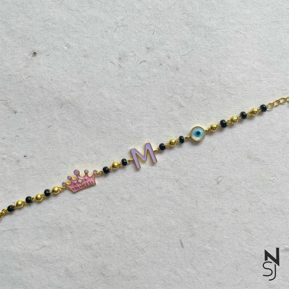 Tiara, Evil Eye and Custom Initial Nazariya | Personalised 925 Silver Jewellery for Kids | Niashine