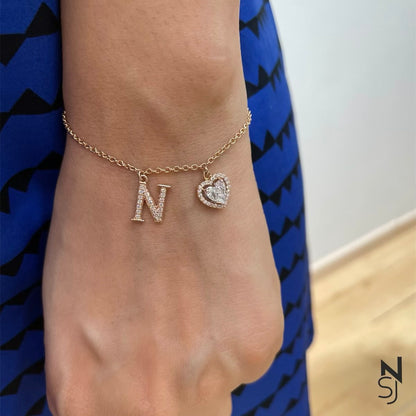 Bestseller Heart & Initial Bracelet | Personalised 925 Silver Jewellery for Kids | Niashine