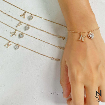 Bestseller Heart & Initial Bracelet | Personalised 925 Silver Jewellery for Kids | Niashine