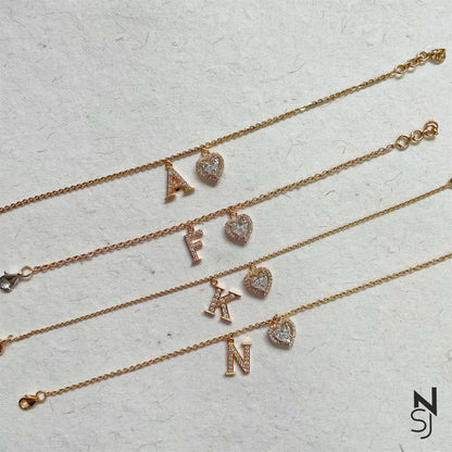 Bestseller Heart & Initial Bracelet | Personalised 925 Silver Jewellery for Kids | Niashine