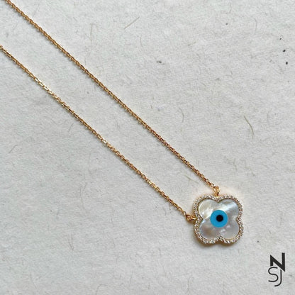 Diamond Studded Evil Eye Neckchain | Personalised 925 Silver Jewellery for Kids | Niashine