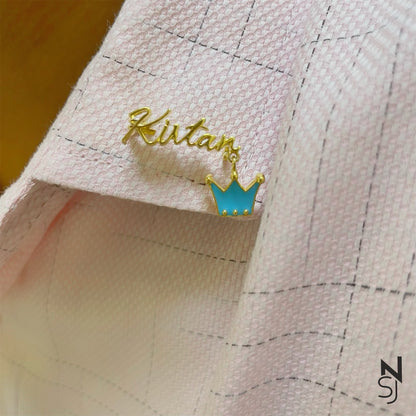 Custom Name Crown Collar Pin | Personalised 925 Silver Jewellery for Kids | Niashine