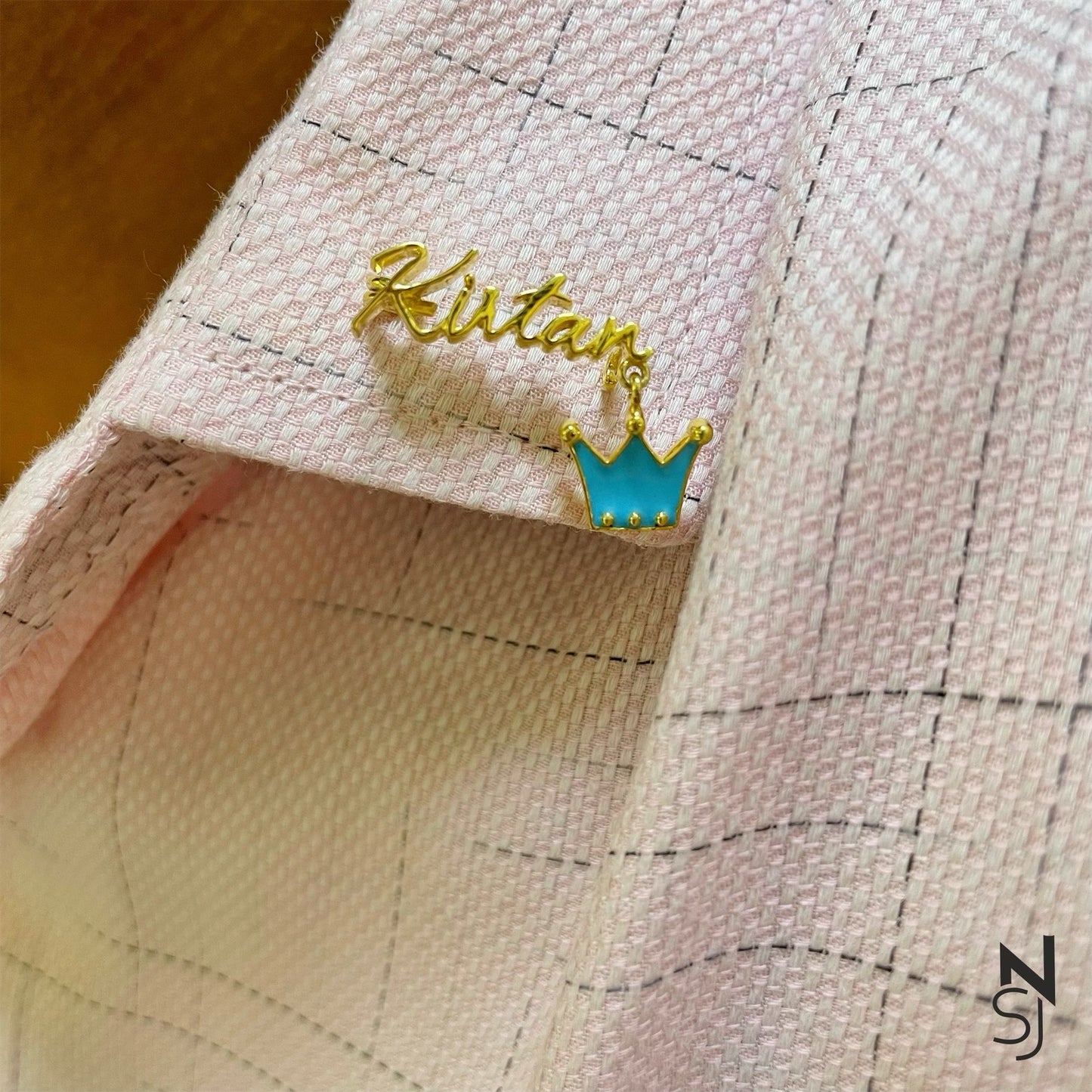 Custom Name Crown Collar Pin