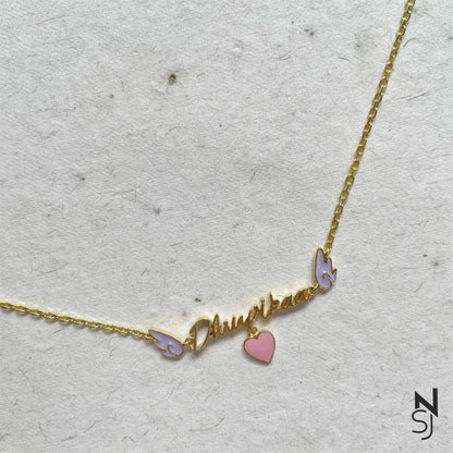 Custom Name Angel Wing Neckchain | Personalised 925 Silver Jewellery for Kids | Niashine