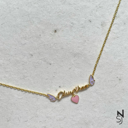 Custom Name Angel Wing Neckchain | Personalised 925 Silver Jewellery for Kids | Niashine