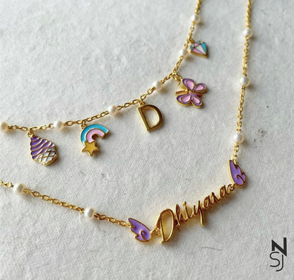 Charm Bracelet and Custom Name Neckchain