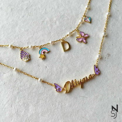 Charm Bracelet and Custom Name Neckchain