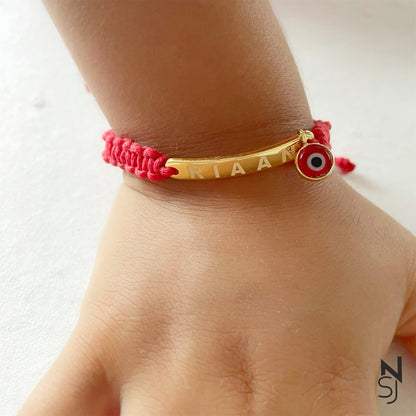 Adjustable Custom Name Evil Eye Bracelet | Personalised 925 Silver Jewellery for Kids | Niashine