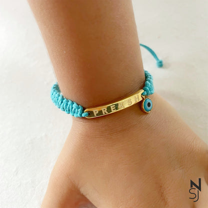 Adjustable Custom Name Evil Eye Bracelet | Personalised 925 Silver Jewellery for Kids | Niashine