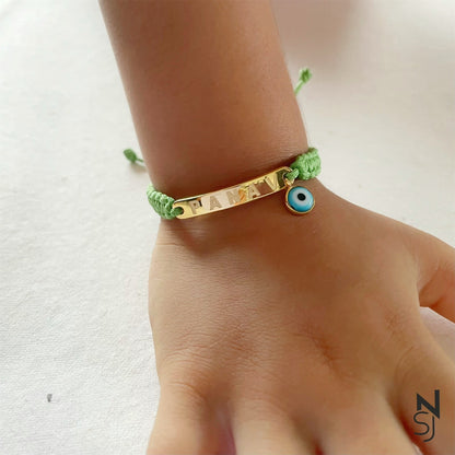 Adjustable Custom Name Evil Eye Bracelet | Personalised 925 Silver Jewellery for Kids | Niashine