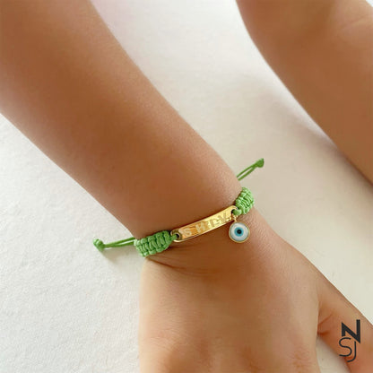 Adjustable Custom Name Evil Eye Bracelet | Personalised 925 Silver Jewellery for Kids | Niashine