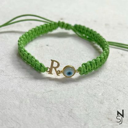 Adjustable Custom Initial Evil Eye Bracelet