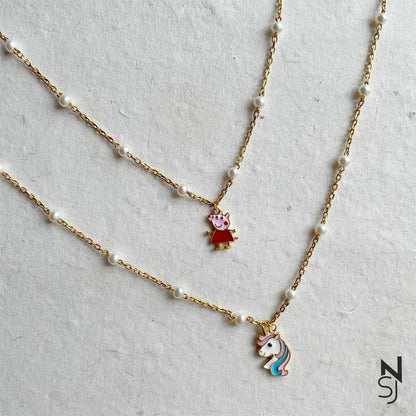 Unicorn Pearl Chain Neckchain | Personalised 925 Silver Jewellery for Kids | Niashine