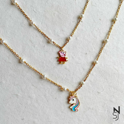Unicorn Pearl Chain Neckchain | Personalised 925 Silver Jewellery for Kids | Niashine