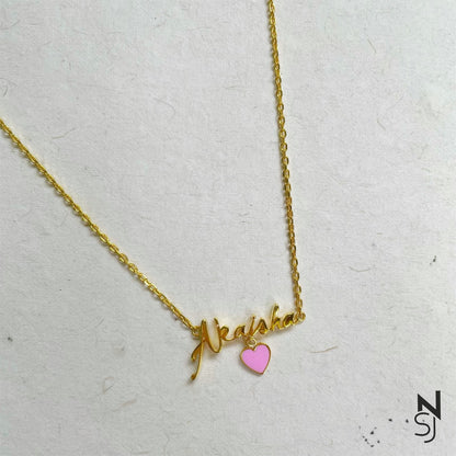 Custom Name with Heart Neckchain | Personalised 925 Silver Jewellery for Kids | Niashine