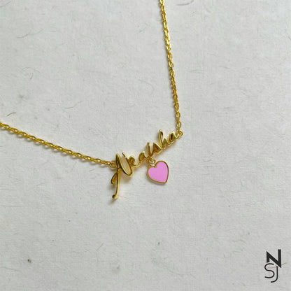 Custom Name with Heart Neckchain | Personalised 925 Silver Jewellery for Kids | Niashine