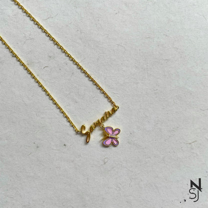 Custom Name with Butterfly Neckchain | Personalised 925 Silver Jewellery for Kids | Niashine