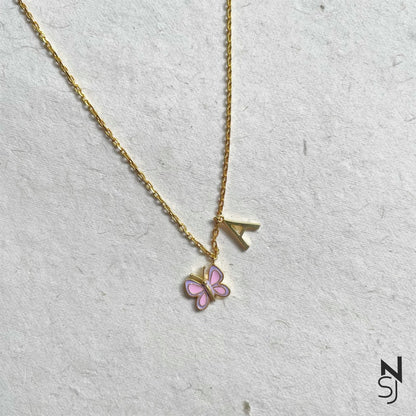 Butterfly with Custom Initial Neckchain | Personalised 925 Silver Jewellery for Kids | Niashine