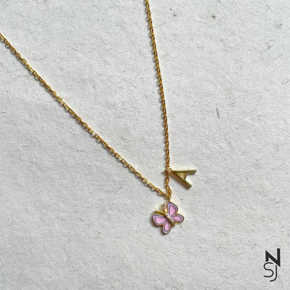 Butterfly with Custom Initial Neckchain | Personalised 925 Silver Jewellery for Kids | Niashine