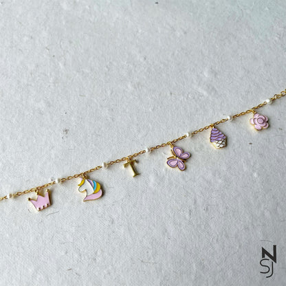 Custom Initial Charm Bracelet | Personalised 925 Silver Jewellery for Kids | Niashine
