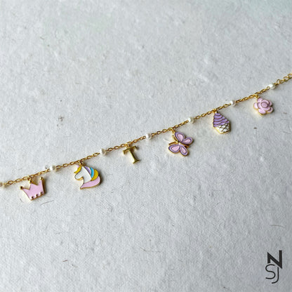 Custom Initial Charm Bracelet | Personalised 925 Silver Jewellery for Kids | Niashine