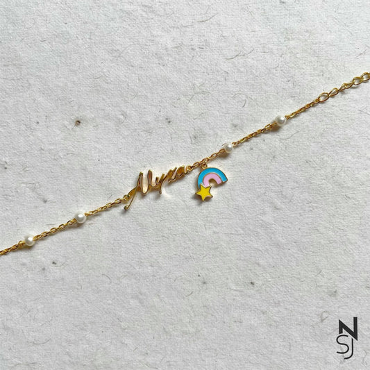 Custom Name Rainbow Hanging Bracelet