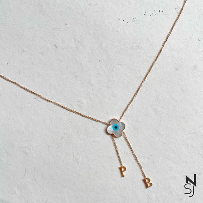 Evil Eye Neckchain with Hanging Initials | Personalised 925 Silver Jewellery for Kids | Niashine