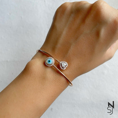 Evil Eye & Heart Bracelet | Personalised 925 Silver Jewellery for Kids | Niashine