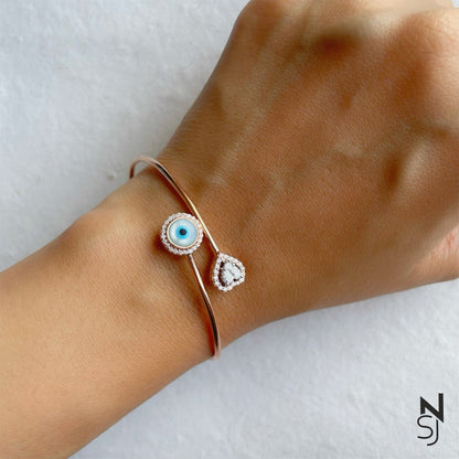 Evil Eye & Heart Bracelet | Personalised 925 Silver Jewellery for Kids | Niashine