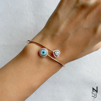 Evil Eye & Heart Bracelet | Personalised 925 Silver Jewellery for Kids | Niashine