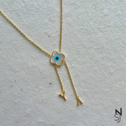 Clover Evil Eye Neckchain | Personalised 925 Silver Jewellery for Kids | Niashine