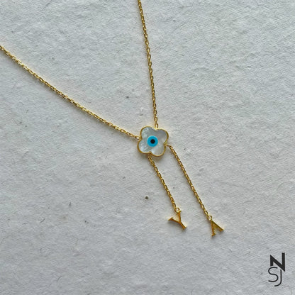 Clover Evil Eye Neckchain | Personalised 925 Silver Jewellery for Kids | Niashine
