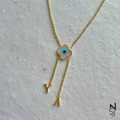Clover Evil Eye Neckchain | Personalised 925 Silver Jewellery for Kids | Niashine