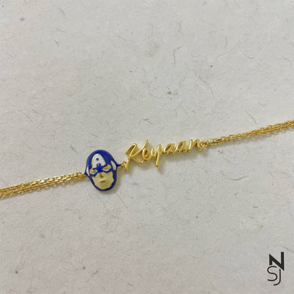 Custom Name Captain America Bracelet | Personalised 925 Silver Jewellery for Kids | Niashine