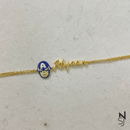 Custom Name Captain America Bracelet | Personalised 925 Silver Jewellery for Kids | Niashine
