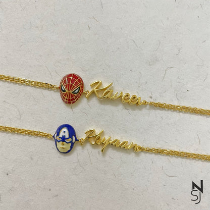 Custom Name Captain America Bracelet | Personalised 925 Silver Jewellery for Kids | Niashine