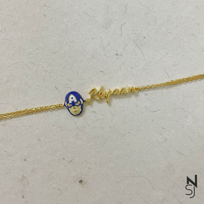 Custom Name Captain America Bracelet | Personalised 925 Silver Jewellery for Kids | Niashine
