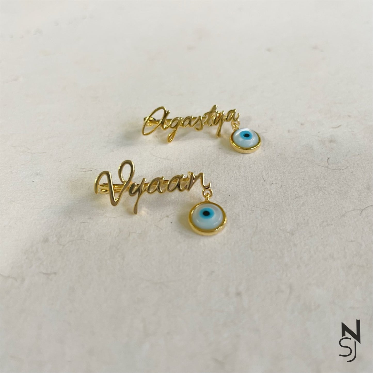 Custom Name Evil Eye Collar Pin