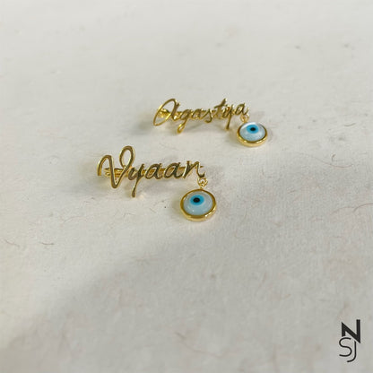 Custom Name Evil Eye Collar Pin - Gold