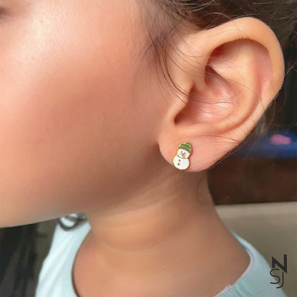Snowman Studs | Personalised 925 Silver Jewellery for Kids | Niashine