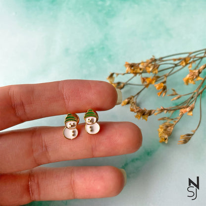 Snowman Studs | Personalised 925 Silver Jewellery for Kids | Niashine
