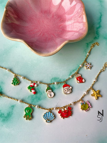 Christmas Fun Charm Bracelet | Personalised 925 Silver Jewellery for Kids | Niashine