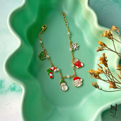 Christmas Fun Charm Bracelet | Personalised 925 Silver Jewellery for Kids | Niashine