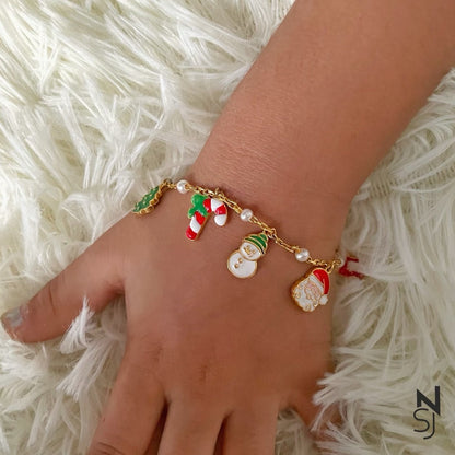 Christmas Fun Charm Bracelet | Personalised 925 Silver Jewellery for Kids | Niashine