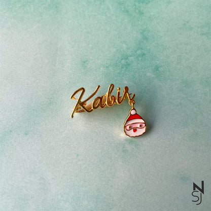 Custom Name Santa Collar Pin | Personalised 925 Silver Jewellery for Kids | Niashine