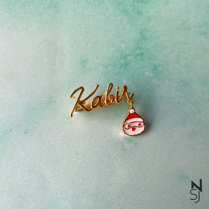 Custom Name Santa Collar Pin | Personalised 925 Silver Jewellery for Kids | Niashine